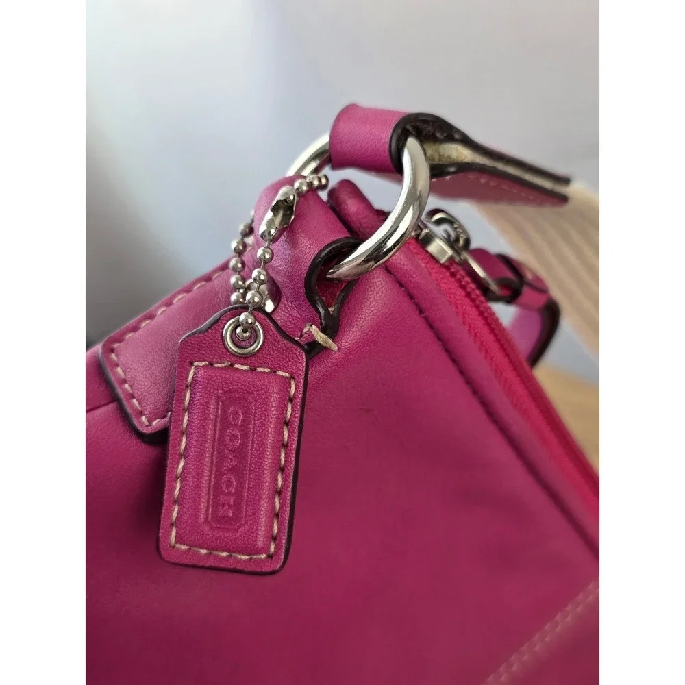 Coach Pleated Swingpack Fuchsia Pink Leather Crossbody Bag Silver Hardware